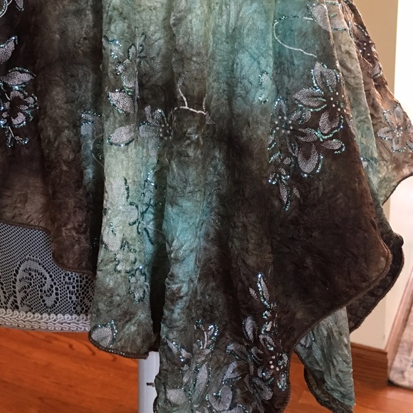 CRUSHED VELVET FEEL! VERY SOFT!TURQUOISE AND BROWNS, SOFT AND VELVETY! ENC❗️ - Picture 6 of 8